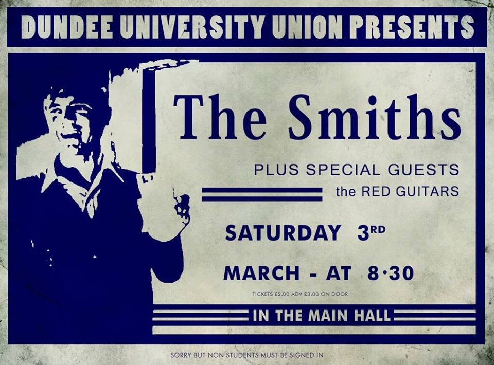 Supporting the Smiths at Dundee University, 03/03/1984.